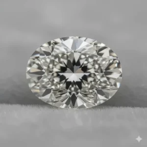 Macro shot focusing on the brilliant-cut facets of the oval diamond for maximum fire and light return.