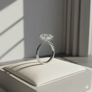 Classic solitaire setting design for a magnificent 4 carat oval diamond ring.
