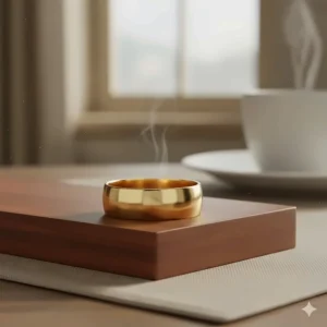 A traditional yellow or white gold wide men's wedding band with a polished comfort-fit interior.