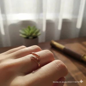 Delicate rose gold ring featuring a sparkling constellation map for the Scorpio zodiac sign.