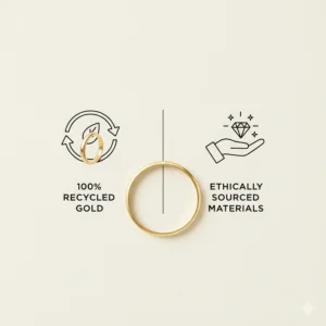 Delicate thin wedding bands handcrafted from 100% recycled gold and ethically sourced materials.