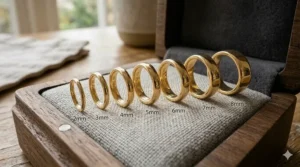 Illustration comparing various widths of D-shape comfort bands from 2mm to 8mm.