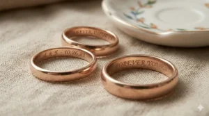 Illustration of various cursive and block font styles for a personalized hidden inscription ring.