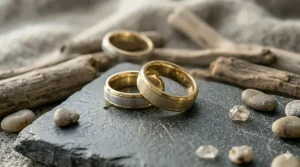 Diagram of a two tone finish ring showcasing the difference between a high-polish and matte surface.