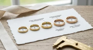 A visual ring sizing guide for customers purchasing a custom-fit secret birthstone band.
