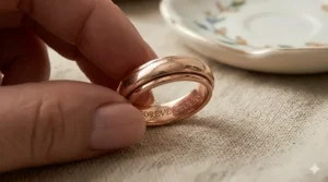 A mechanical spinning ring that rotates to reveal a secret hidden inscription underneath.
