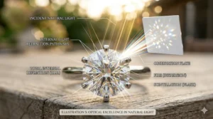 Graphic illustration of a square princess cut diamond set on a classic diamond engagement ring for women with a sleek, modern band.