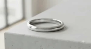 Sleek and minimalist platinum engagement ring band for women, perfect for modern bridal style.