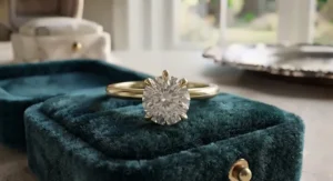 Yellow gold solitaire engagement ring for women highlighting a high-set solitaire diamond.