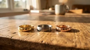 Comparing classic gold wedding bands vs platinum wedding bands with a focus on 14k vs 18k gold wedding bands color variations.